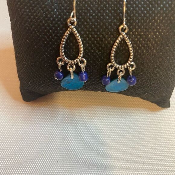 💥Sonoma 3 pairs of silver tone and teal Dangle Drop Earrings - Picture 3 of 8
